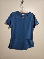 Dickies Womens Teal EDS Essential V Neck Stretch Scrub Top Size Small