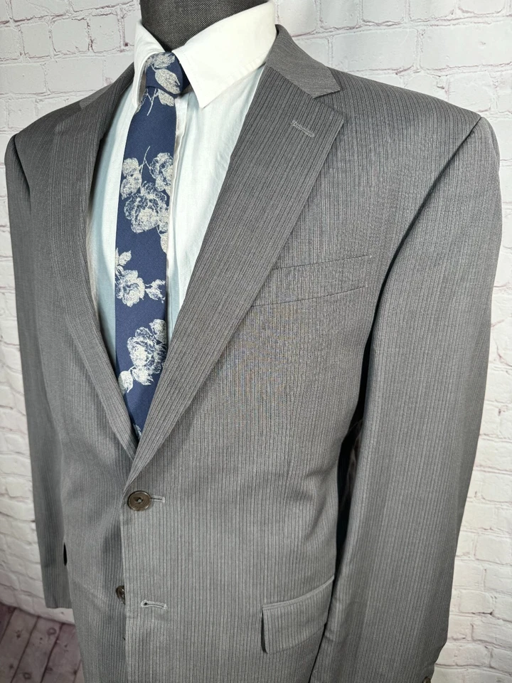 Chaqueta Blazer Abrigo Deportivo KENNETH COLE Para Hombres Gris Rayas ATHLETIC FIT 44R Foto 2 de 4