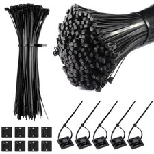 Self Adhesive Cable Zip Tie Nylon Wraps Wire Tie Strong Long with Mounts Base 