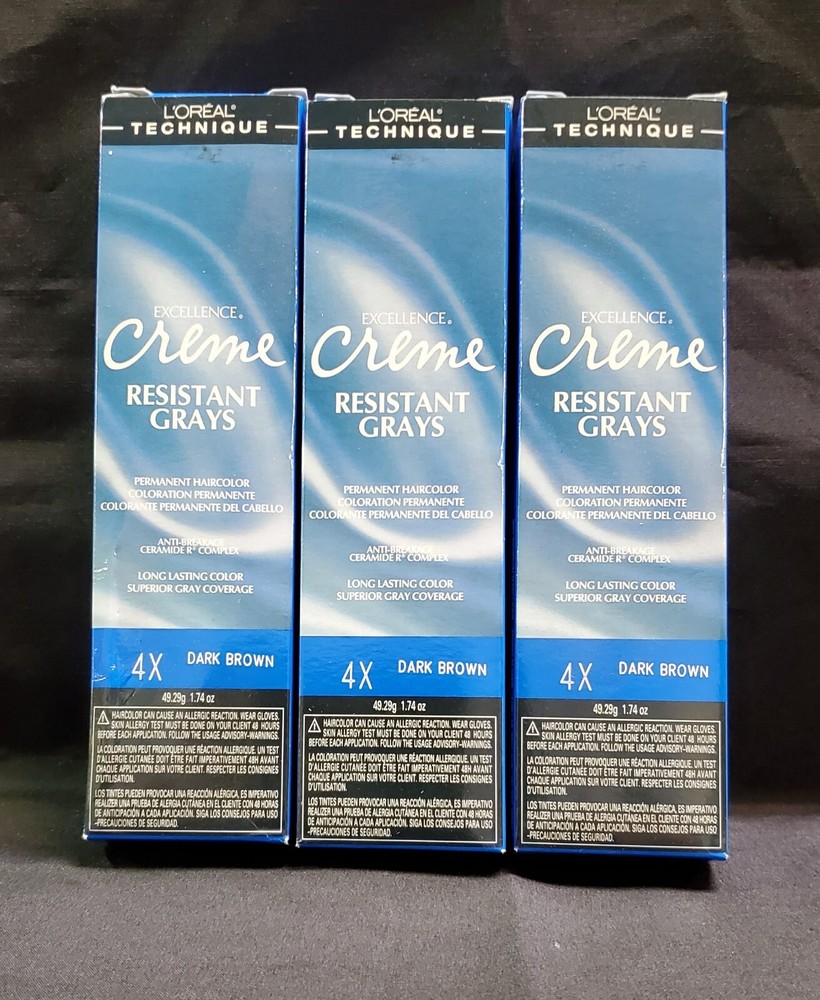 LOREAL Excellence 4X Dark Brown Resistant Grays Hair Color 3 Pack 1.74 oz