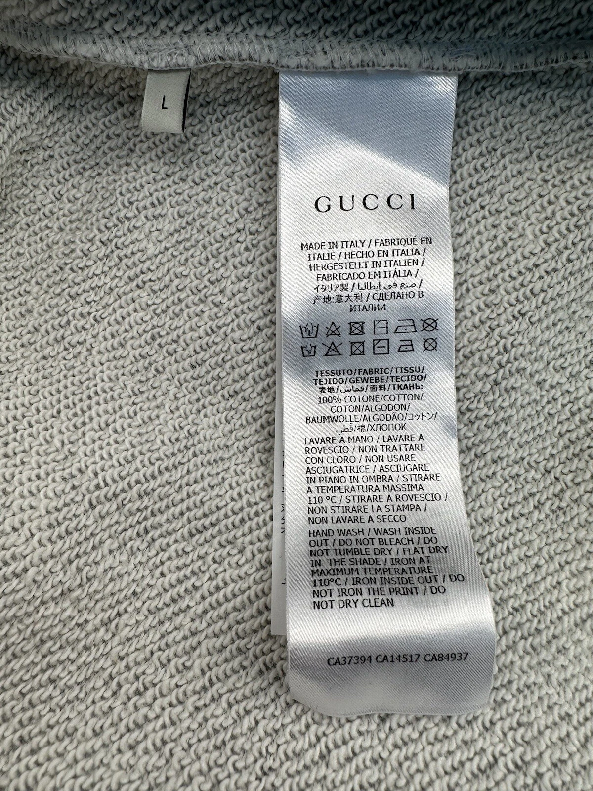 Felpa con cappuccio uomo nuova lusso originale Gucci 604974 taglia L