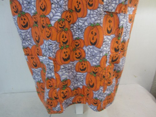 Medical Scrub Halloween Jackolantern 22.5 pit to pit L spider web unbranded - Picture 5 of 6