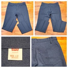Vintage 70's 80's Levi s Polyester Dress Pants Made In USA Men's Sz W36 L32 Blue