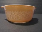 Vintage Pyrex Woodland Tan White Floral Pattern Bowl Casserole Dish 472-B