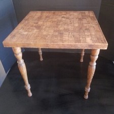 Set of 3 Vintage Mid Century Modern Square Wood Grain Wooden End Side Tables MCM