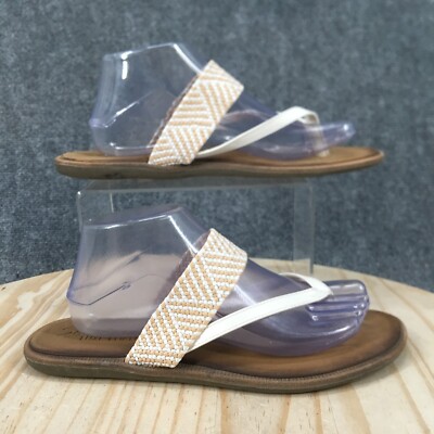 Skechers Sandals Womens 10 Cali Thong White Woven Toe-Post