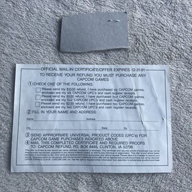 VINTAGE CAPCOM THE MEGA MAN REFUND INSERT - NINTENDO NES (CAP-NES-US-3)