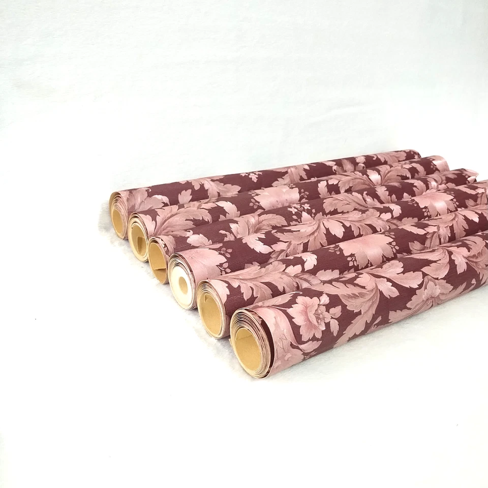 Victorian Burgundy Ornate Classic Damask Wallpaper textured 1.7 ft x 38.61 ft - Image 4 of 4