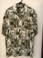 L Men's PURITAN Vintage Green Floral Rayon Hawaiian Shirt NEVER WORN