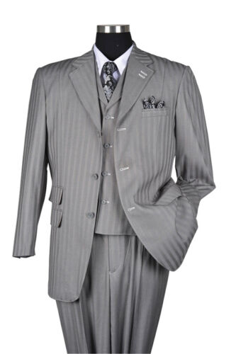 New Men's 3 piece Elegant and Classic Stripes Suits 4 Colors Size 38R~60L - Picture 9 of 14