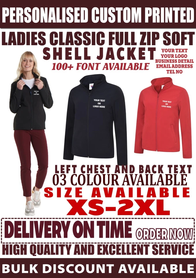 Uneek Ladies Classic Full Zip Soft Shell Waterproof Coat Jacket Breathable UC613 - Image 1 of 4