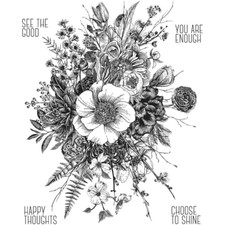 Tim Holtz Stampers Anonymous "GLORIOUS GARDEN" Cling Stamp Set with Grid Block