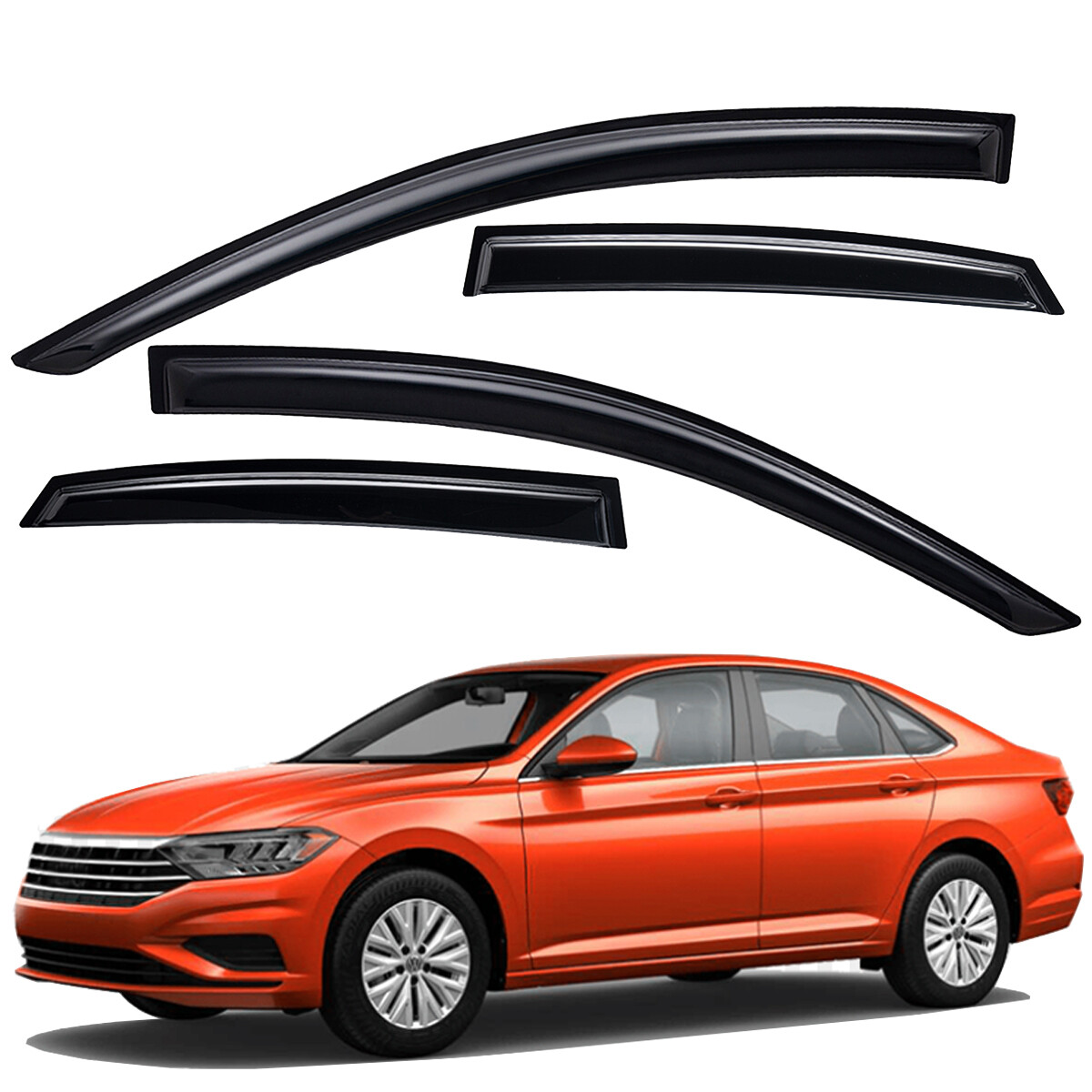 For 2019-2025 Volkswagen Jetta Dark Smoke Rain Guard Window Visor