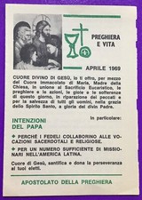 SANTINO HOLY CARD, APOSTOLATE OF PRAYER, APRIL 1969 - REF. 8013