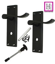 MATT BLACK Modern Victorian Scroll Bathroom Internal Door Handles
