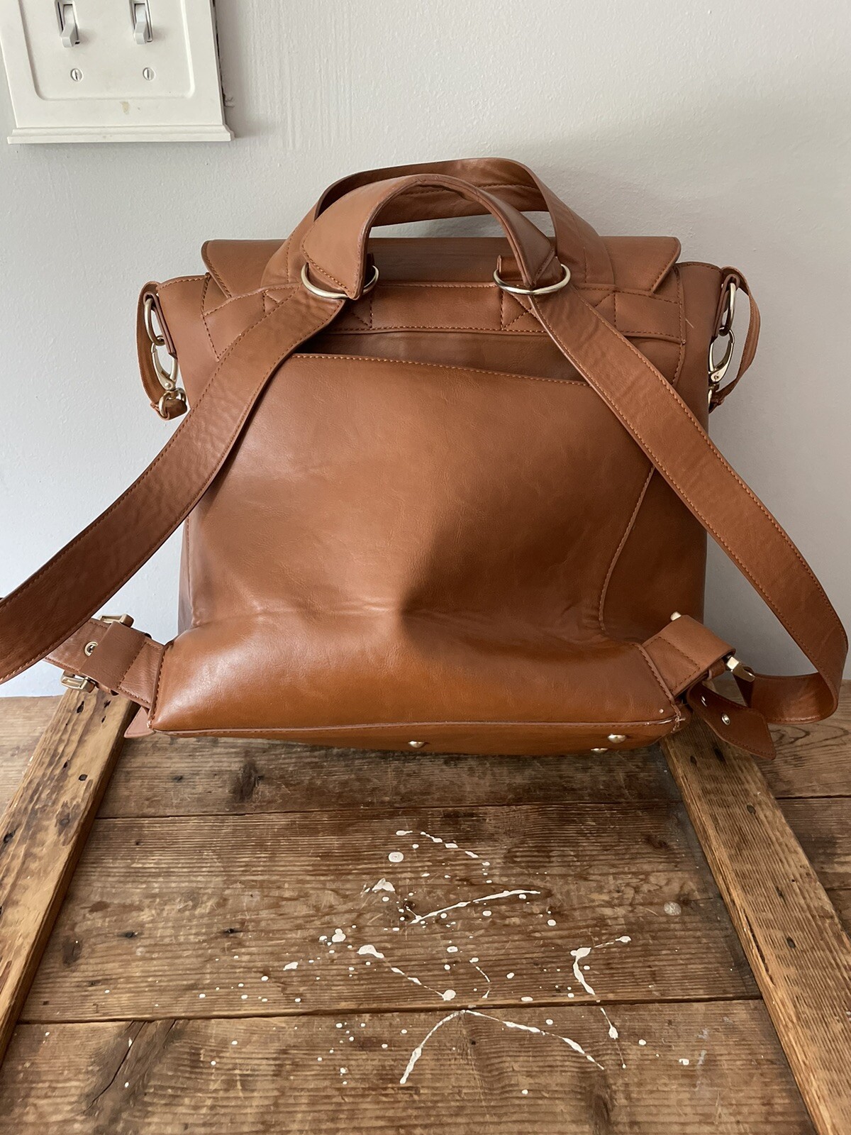 JJ Cole Vegan Leather Brookmont Backpack Diaper Bag Cognac eBay