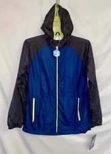 NWT Arctic Quest Hooded Windbreaker Blue Yellow Boys 18/20 Water Resistant