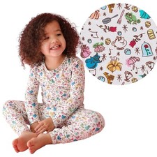 Posh Peanut Disney Princess Friends White 2 piece Pajamas Sz 7Y-8Y Rare NWT NEW