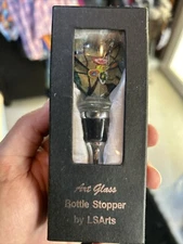 Butterfly Art Glass Wine Bottle Topper Stoppers Glass Art by LS Arts - NIB