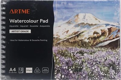 ARTME A5 A4 A3 Watercolour Pad x 12 Sheets/ 300gsm/ Firmly Textured/Cold Pressed