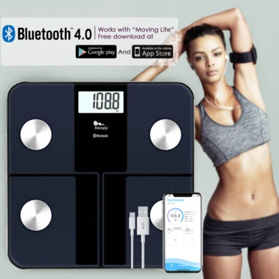 HIMALY LCD Körperwaage Analog Personenwaage Digitale Körperfettwaage bis180kg mit APP