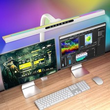2-in-1 25 MODE Swing Arm Desk Lamp with Clamp and RGB Backlight for Home/Office