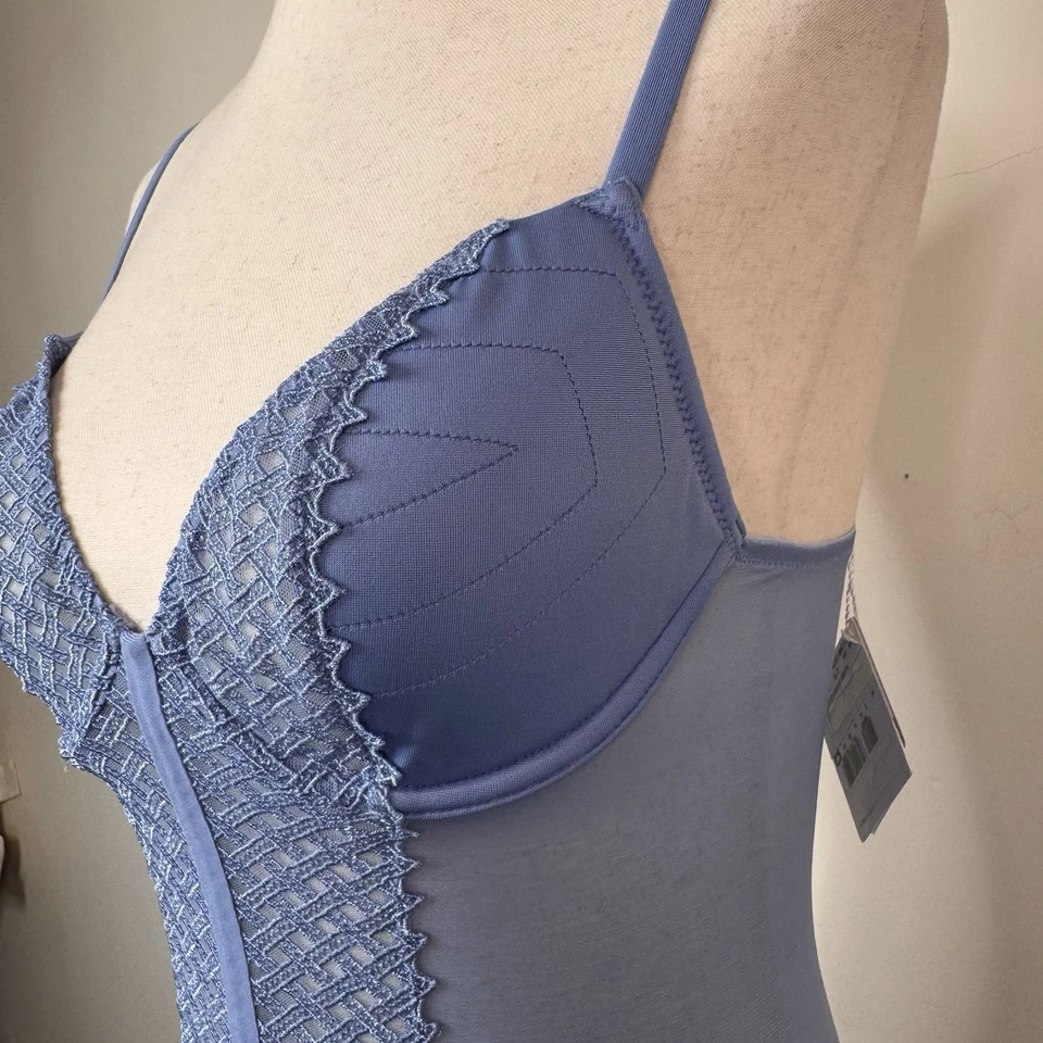 Nuevo con etiquetas Body La Perla Greta Peluche Azul Aciano B 34 Paneles de Encaje con Aros Foto 4 de 4