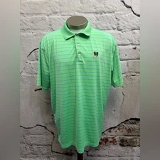 Peter Millar Pine Valley Seafoam Green Blue Striped Golf Polo EUC Classic