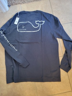 Vineyard Vines Shirt Mens  Navy Blue Long Sleeve Whale Logo Pocket Tee - NWT - L