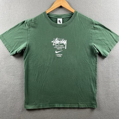 Nike Stussy Shirt Mens Large Green International NYC LA Tokyo London Paris Tee