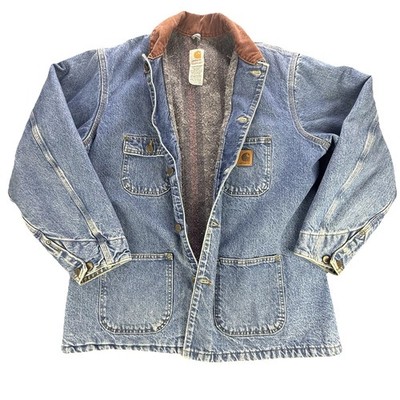 Vintage Carhartt C59DST Denim Chore Coat Mens XL Blanket Lined Barn Jacket USA