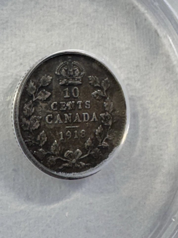 1918 Canada 10 Cents Silver Coin Graded XF 45 by ANACS - Image 3 of 4