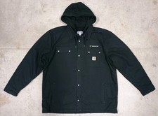 Carhartt Quick Duck Jacket Fleece Lined Black Hooded Snap 100586 001 Size XL