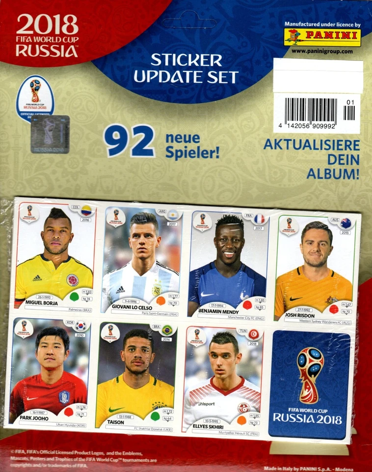 Panini FIFA World Cup 2018 Russia - 92 Sticker Update Set - Bild 1 von 1