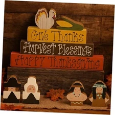 9 Pcs Thanksgiving Decoration for Home Fall Tiered Tray Decor Decorative Sign 