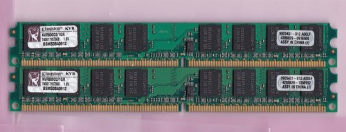 2GB 2x1GB KINGSTON KVR800D2/1GR DDR2-800 PC2-6400 SAMSUNG RAM KIT LOW PROFILE
