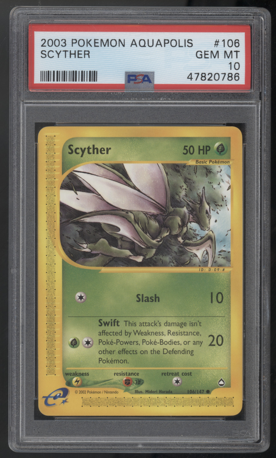 2003 Pokemon Aquapolis #106 - Scyther - PSA 10