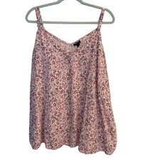 Torrid Floral Lace Up Front Challis Cami Strappy Tank Top Pink Purple 3 / 3X
