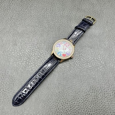 Betsey Johnson Womens Watch Gold Crystal Bezel Blue Strap  display picture 3