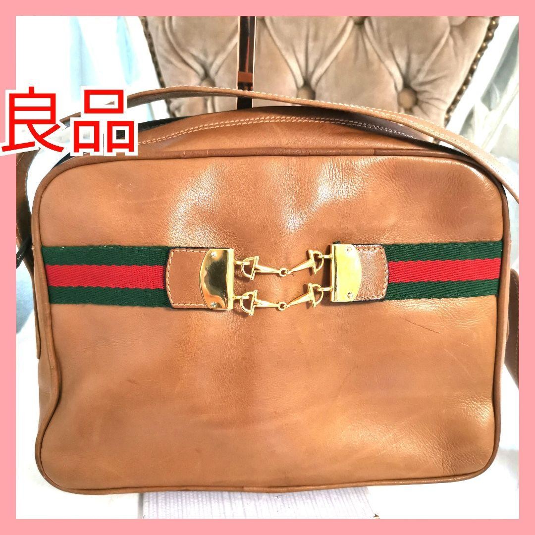 GUCCI Vintage GG Sherry Line Brown Leather Shoulder Bag F06171494