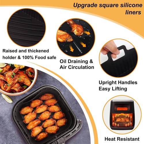 BYKITCHEN Air Fryer Silikoneinsatz, 2 Stück 9 Zoll Extra Große Luft (PACKUNG GEÖFFNET) - Bild 6 von 7