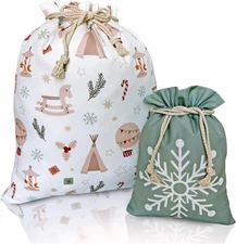 Gather & Knot Drawstring Christmas Gift Bags | Boho Toy | Premium Canvas | Reusa