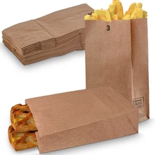 MT Products Brown Paper Bags - 3 lb Disposable Paper Lunch Bags - Pack of 1000
