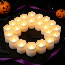 24Pcs Flameless LED Tea Lights Set Warm White for Halloween Christmas Decor