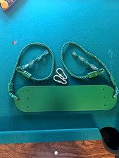 Green Plastic Swing Seat w/ Rope Supports, Chain Sections Carabiners