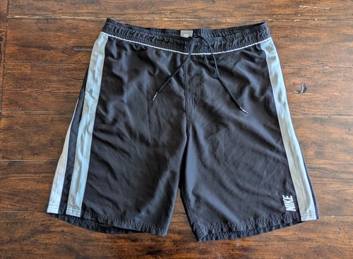 Nike Swim Men Trunks L Black Gray White Swimwear Shorts Board Shorts Athletic - Picture 1 of 8