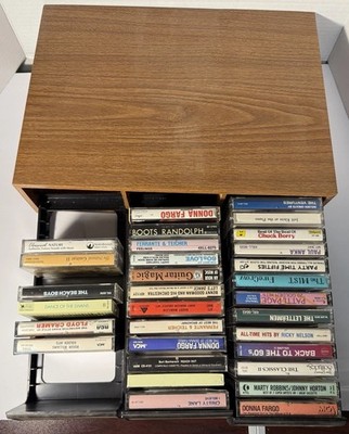 Lot Of Two Cassette/CD Media Boxes With 3 Drawers Each And Comes With Media