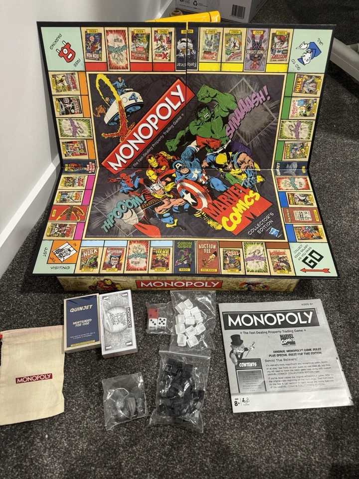 Monopoly Marvel Comics Collector's Edition Hasbro 2014 Complete Rare As New - Image 3 of 4