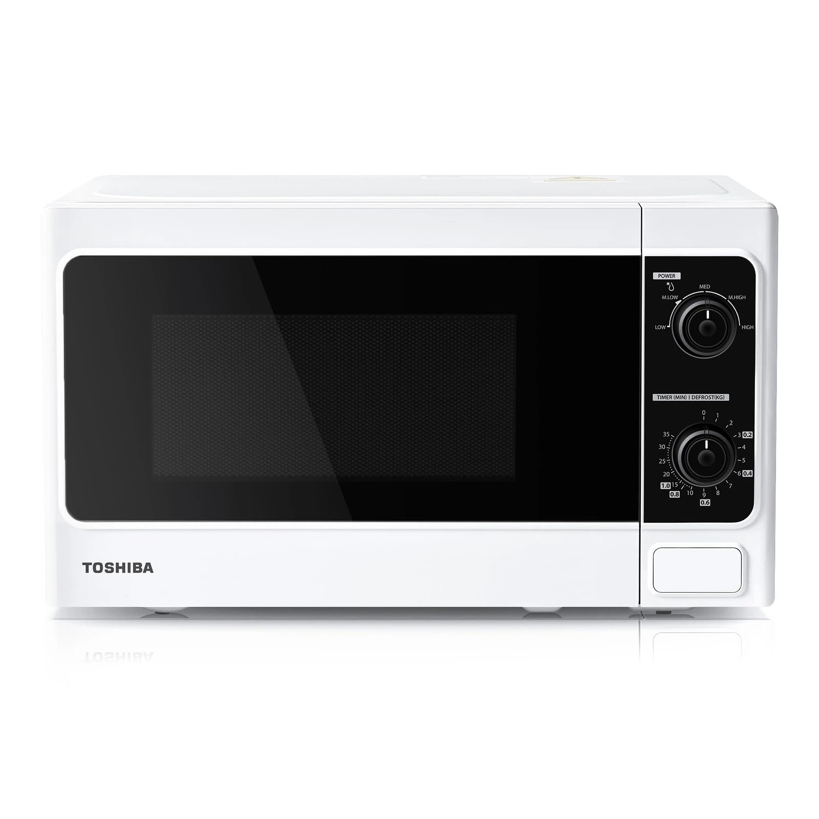 TOSHIBA 20 Liter 800W Manual Control Solo Small Microwave, Compact 20L, White
