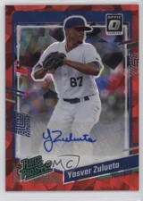 2023 Panini Donruss Red Cracked Ice Prizm 13/23 Yosver Zulueta #RPS-YZ Auto c2a
